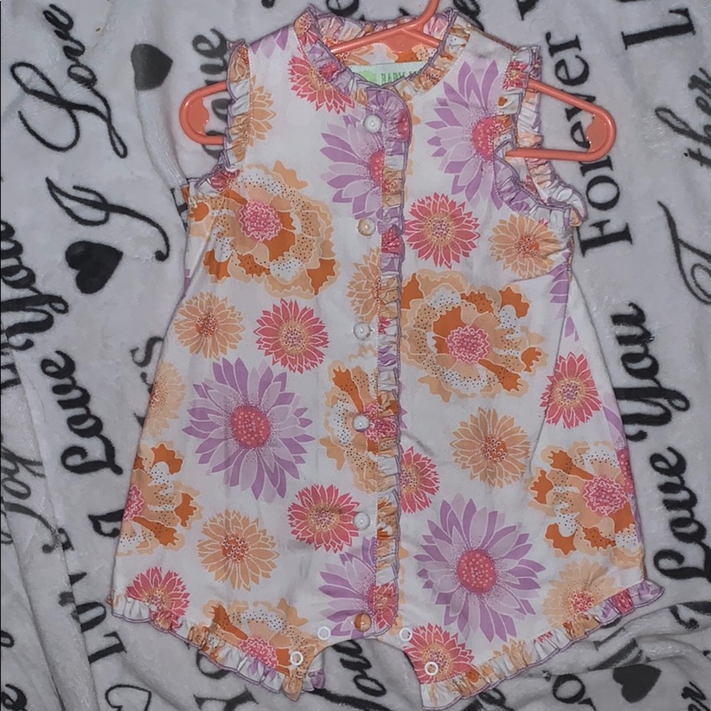 Flower Romper  with buttons down the middle